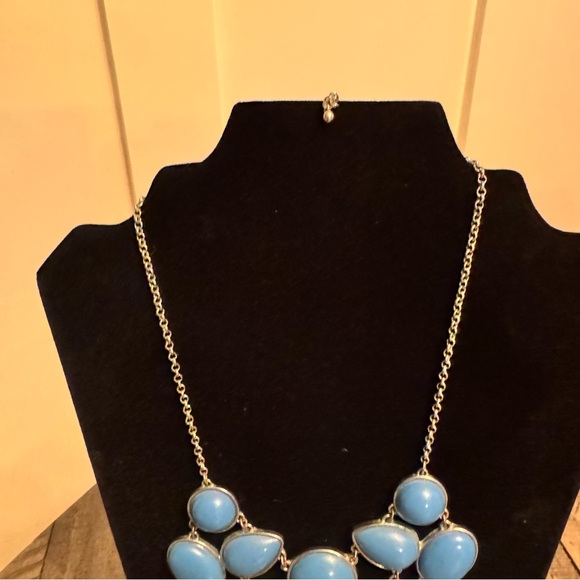 NY Statement Necklace Blue Beads Silver Tone Chain‎ Jewelry - Picture 4 of 7